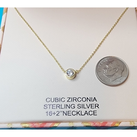 New Rachel Zoe Cubic Zirconia Sterling Silver Necklace - Picture 3 of 6